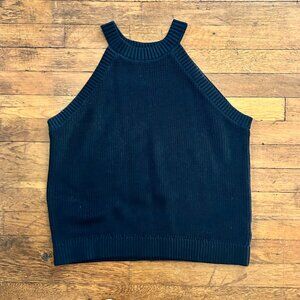 Old Navy High Neck Sweater Tank in Black Size XL